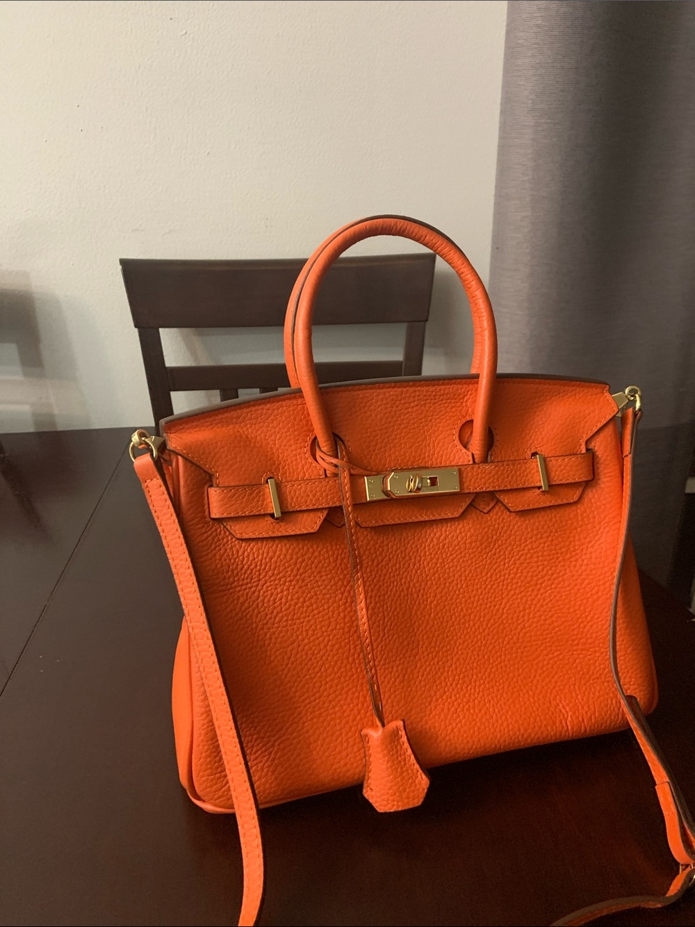 Hermes Orange Togo Leather Satchel with Gold Hardware